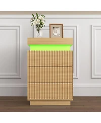 Streamdale Furniture (Set of 2) Led End Table with Usb-c Charging Station and 2 Drawers