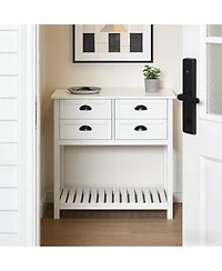 Clihome 31.5" H Storage Cabinet with 4 Drawers, White Mdf Entryway Organizer Coffee Bar