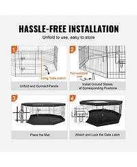 Vevor Dog Playpen 8 Panels Foldable Metal Dog Exercise Pen with Cover and Pad