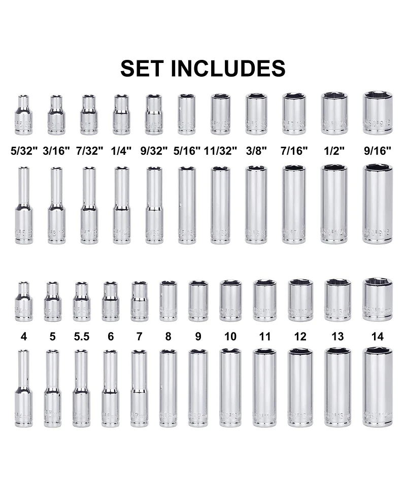 Xdovet 1/4inch Drive Socket Set 62pieces Sae Metric Ratchet