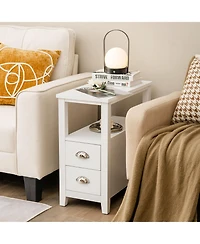 Gymax Side End Sofa Table Nightstand w/ 2 Drawers for Living Room Bedroom