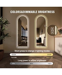 Laoties 65" x 21" Led Full Length Mirror, Arched Lighted Dressing Mirror for Bedroom, Makeup Room and Closet