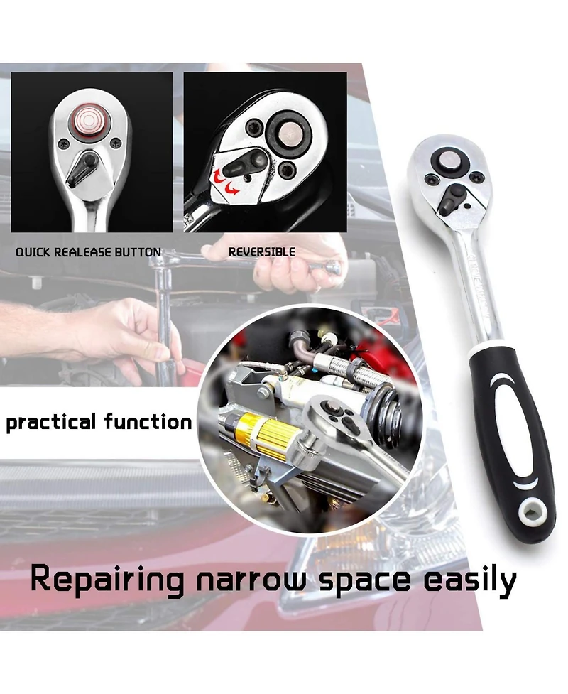 Xdovet Socket Set Metric Ratchet Wrench 4-14mm Cr-v S2 Bits Extension Bars Mechanic Tool Kit
