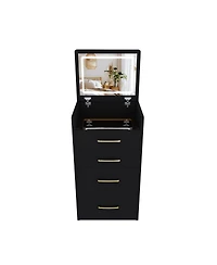 Streamdale Furniture 3-in-1 Compact Vanity Desk with Glass Desktop and 3 Drawers