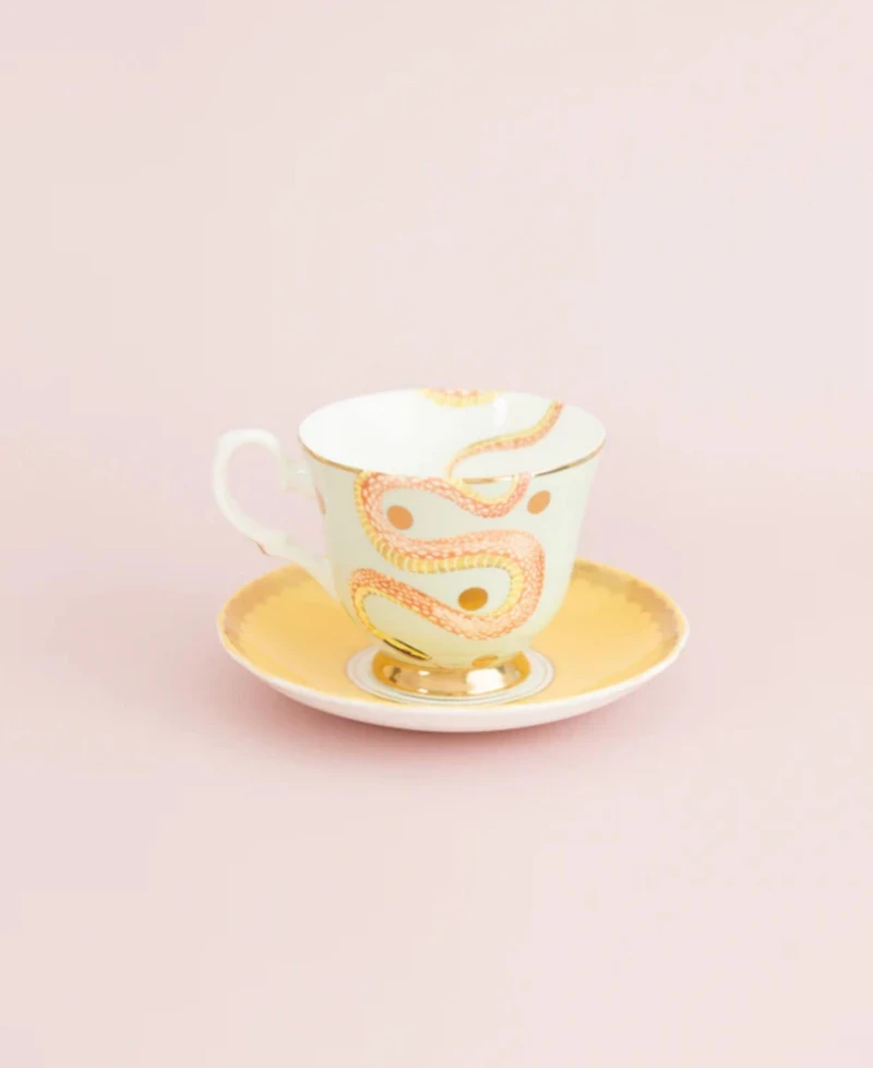 Yvonne Ellen 2-Piece Snakey Teacup and Saucer Set