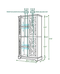 Sailvan Display Sideboard Buffet with 4 Acrylic Mirrored Doors and Adjustable Shelves