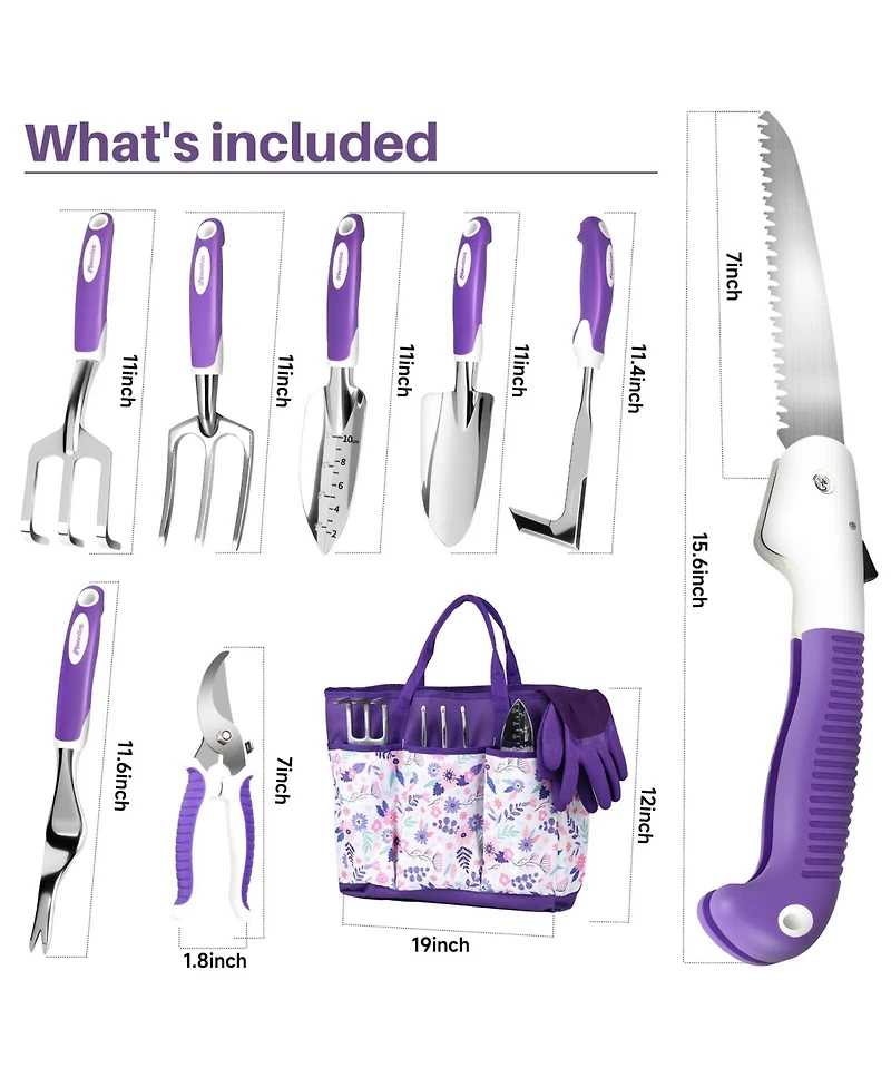 Xdovet Garden Tool Set Heavy Duty Aluminum Kit With Bag Gloves