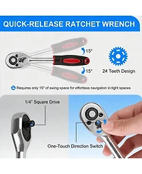 Xdovet Ratchet Socket Wrench Set 40-Piece 3/8inch Drive Sae Metric Auto Repair
