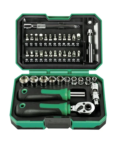 Xdovet 39Pieces Ratchet Socket Wrench Set 1/4inch Drive Metric 4-13mm