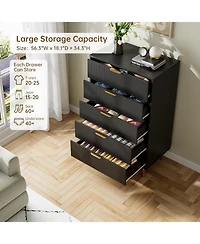 gaomon 5 Drawer Dresser for Bedroom, 48" Tall Modern Chest of Drawers with Metal Handles & Anti-Tipping Device, Fluted Wooden Organizer