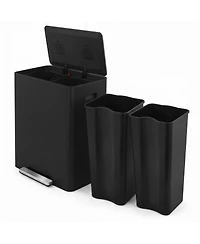 15.6 Gallon Rectangular Stainless Steel Step on With Two 30 Liter Compartments Trash Can