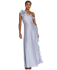 Marchesa Notte Women's One-Shoulder Side Slit Gown