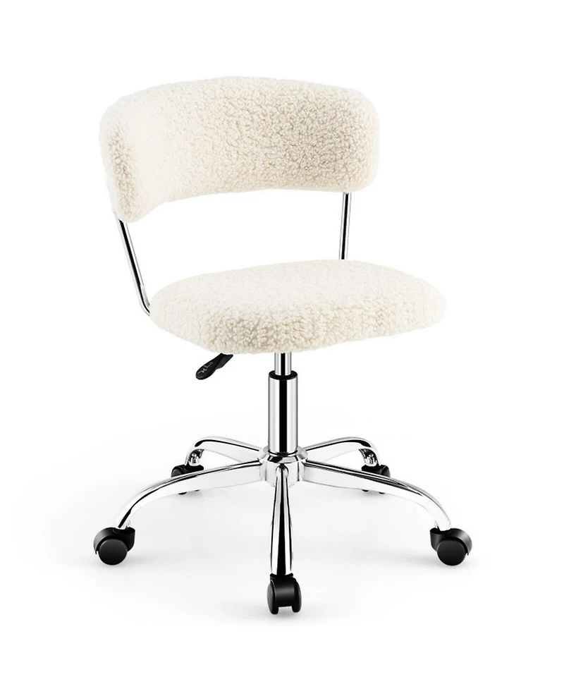 Gouun Sherpa Office Chair Adjustable Swivel Vanity Desk Chair Padded