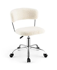 Gouun Sherpa Office Chair Adjustable Swivel Vanity Desk Chair Padded