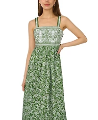 CeCe Women's Strap Trim Combo Midi Dress
