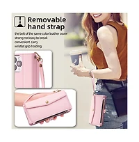Artudatech 5-in-1 Wallet Case for iPhone 17 - Card Holder with Zipper Pocket, Wrist and Crossbody Straps