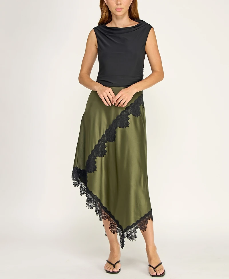 Row A Juniors' Cowl Neck Midi Dress