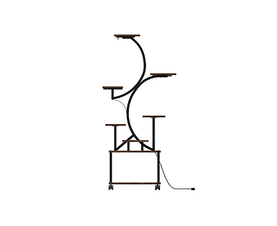 62" Tall Metal Plant Flower Holder Stand with Lights 8 Tiered Plant Shelf