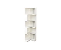 Corner Book Shelf - 5 Tier Corner Bookshelf Bookcase with Baffle Led Lights