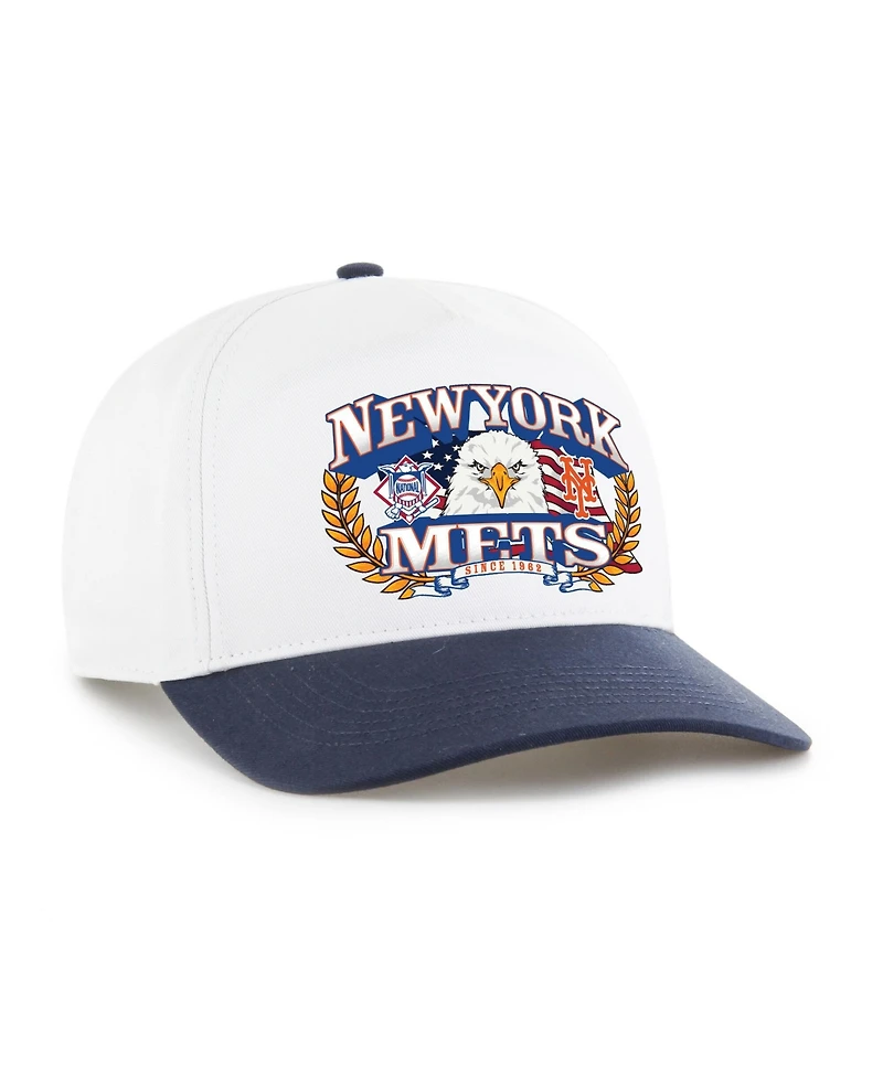 '47 Brand Men's White, Navy New York Mets Americana Eagle Hitch Adjustable Hat