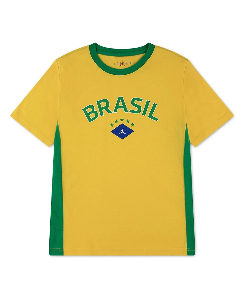 Jordan Big Boys and Girls Yellow Brazil National Team Jersey T-Shirt