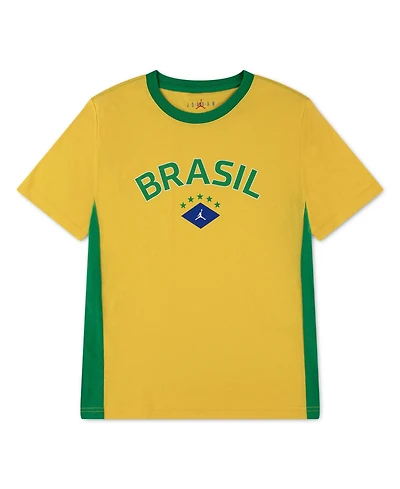 Jordan Big Boys and Girls Yellow Brazil National Team Jersey T-Shirt