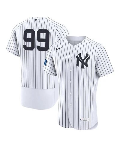 Nike Men's Aaron Judge White New York Yankees Home Authentic Sponsor Patch Jersey