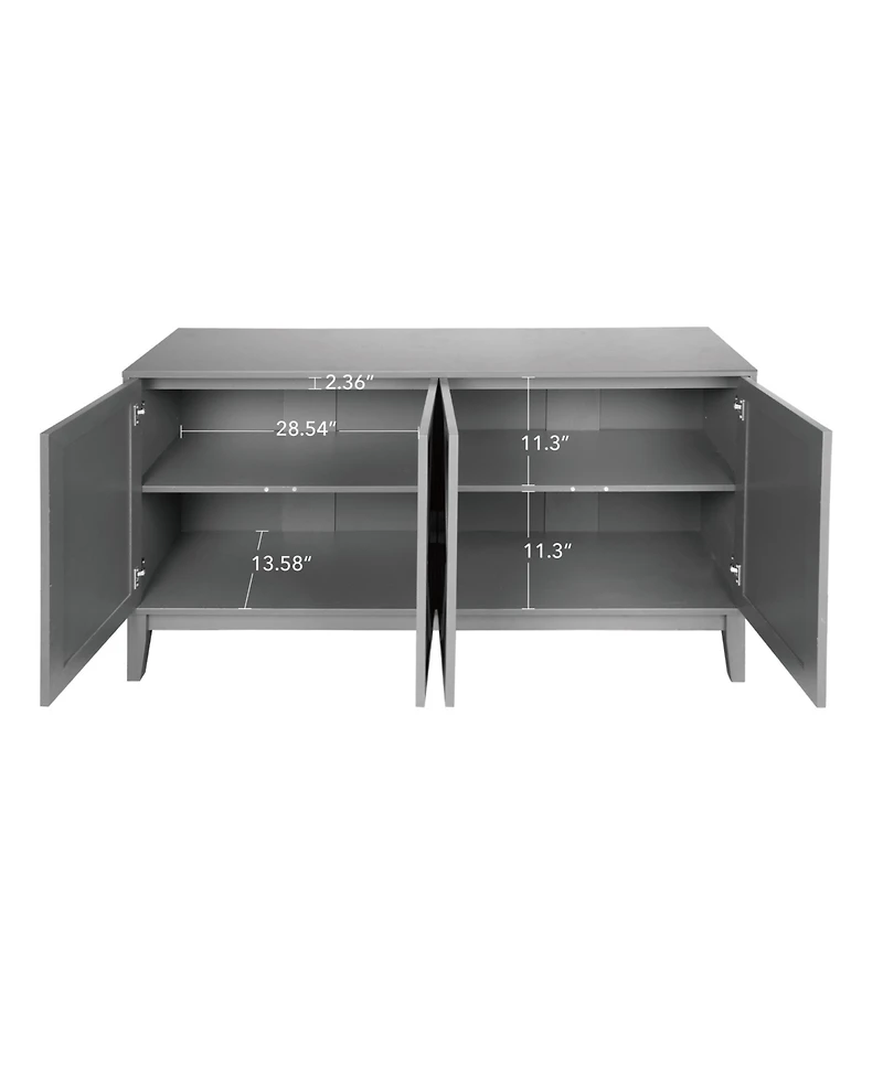 Casainc Carved Storage Cabinet With 4 Door Sideboard Coffee Bar Cabinet With Adjustable Shelf
