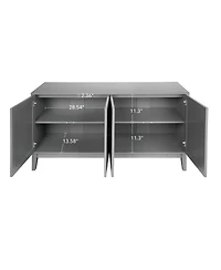 Casainc Carved Storage Cabinet With 4 Door Sideboard Coffee Bar Cabinet With Adjustable Shelf