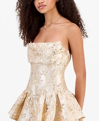 Alex & Sophia Juniors' Metallic Jacquard Short Fit Flare Dress