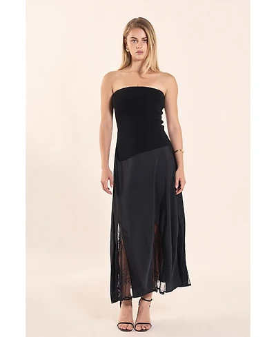 endless rose Women's Satin Lace Maxi Skirt