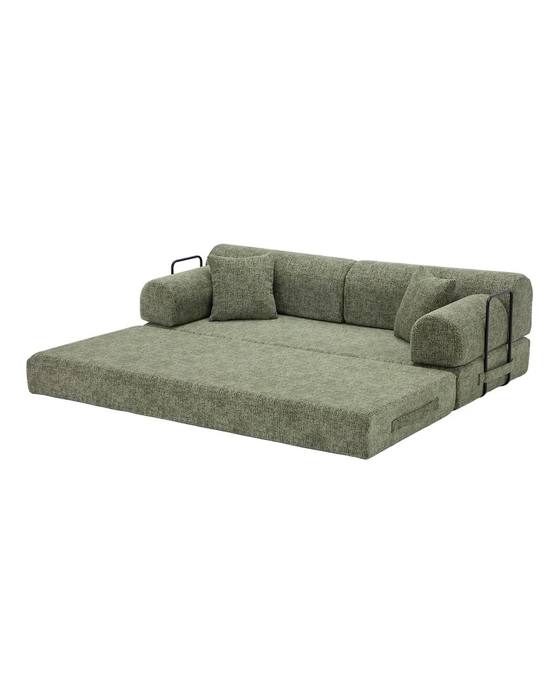 Maison Boucle 78.74'' Wide Boucle Convertible Sleeper Sofa Bed, 3 Seater, Daybed