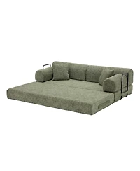 Maison Boucle 78.74'' Wide Boucle Convertible Sleeper Sofa Bed, 3 Seater, Daybed
