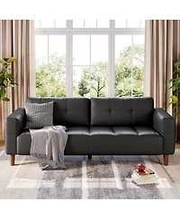 homfan Sophisticated Faux Leather Sofa with High-Density Cushioning and Durable Wood Frame - Comfortable Modern Seating for Living Room