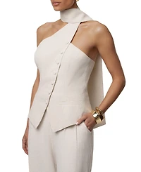 Jluxlabel Women's Oatmeal Asymmetric Scarf Top