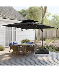 Pellebant Outdoor Patio Double Top 9X12Feet Aluminum Cantilever Umbrella with Base