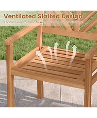 Sugift Outdoor Acacia Wood Patio Dining Chair Set with 400 lb Weight Capacity