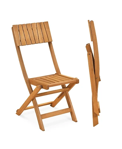 Sugift 2 Pack Folding Wood Dining Chairs with Slatted Backrest and Seat