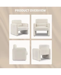 homfan Modern Accent Chair with Chenille Upholstery and Lumbar Pillow - Comfortable Minimalist Seating with Ergonomic for Living Room and Office