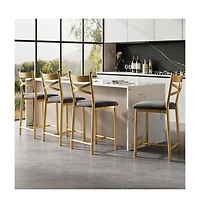 homfan Set of 8 Bar Stools, 26 Inch Metal Stools with Backrest and Soft Seat for Kitchen Island or Home Bar