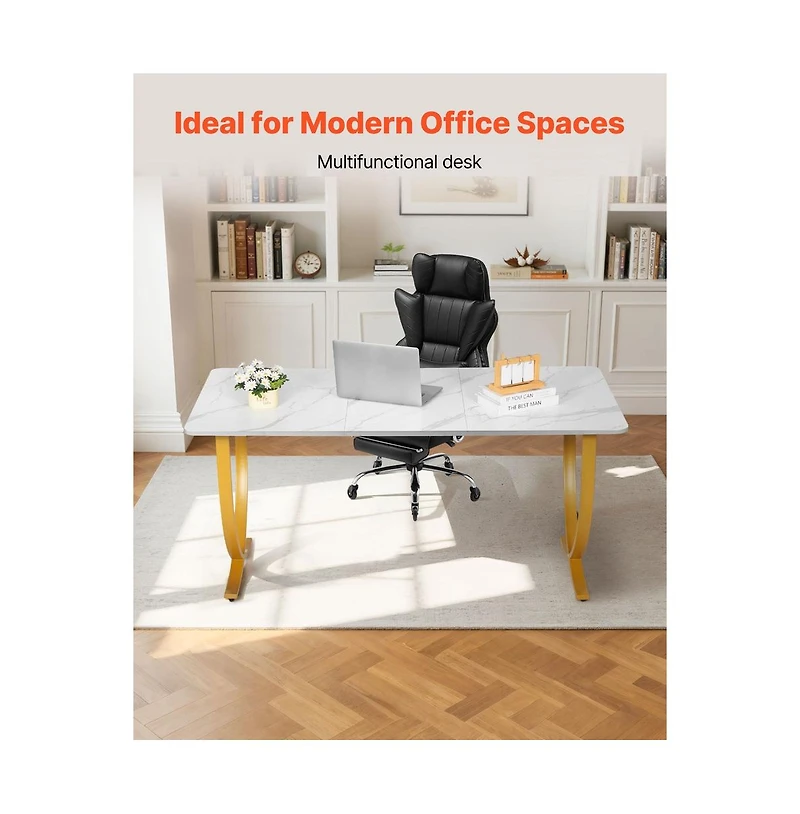 Sugift Executive Office Desk Modern Computer Table with Rectangular Top