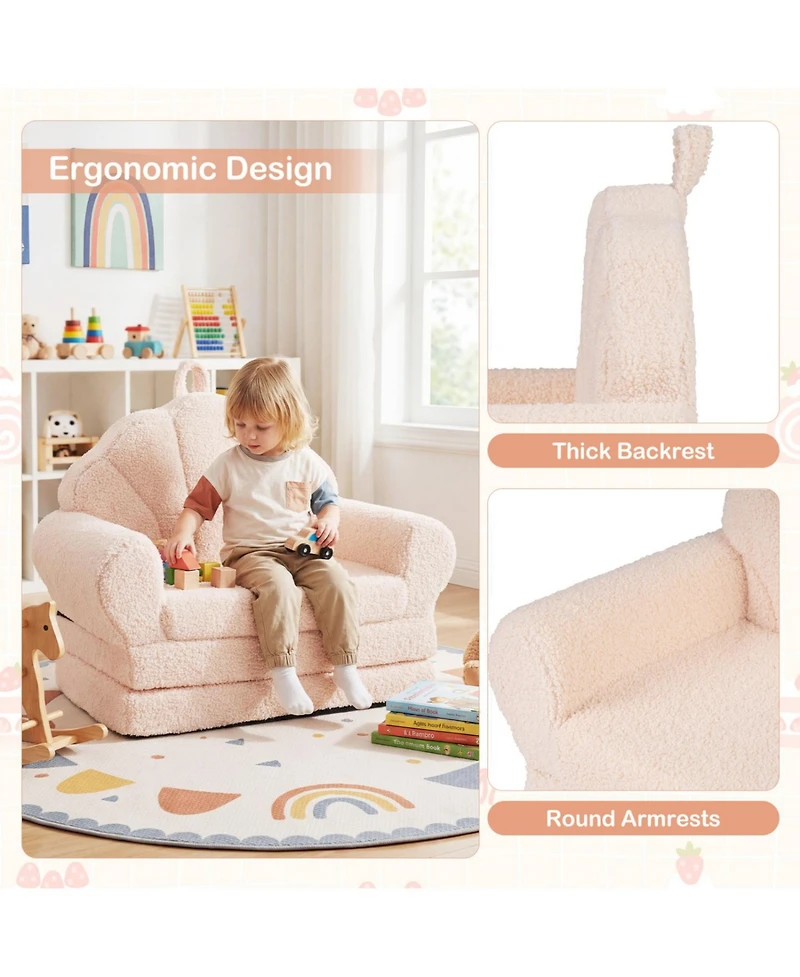Slickblue 2-in-1 Convertible Kids Sofa Chair with Fold-Out Toddler Bed