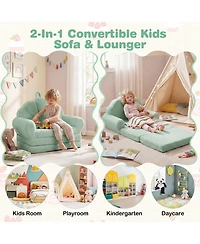 Slickblue 2-in-1 Convertible Kids Sofa Chair with Fold-Out Toddler Bed