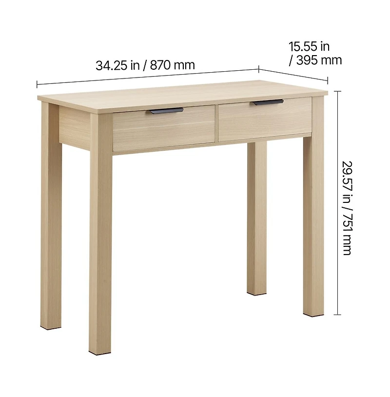 Sugift Kids Desk with 2 Drawers Modern Simple Study Writing Table for Bedroom