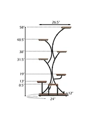 Sugift Set of 2 Indoor 8-Tier Corner Plant Stand with 4-Head Grow Lights Tall Metal Shelf