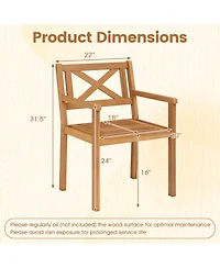 Sugift Acacia Wood Patio Dining Chairs for Porch Set of 2