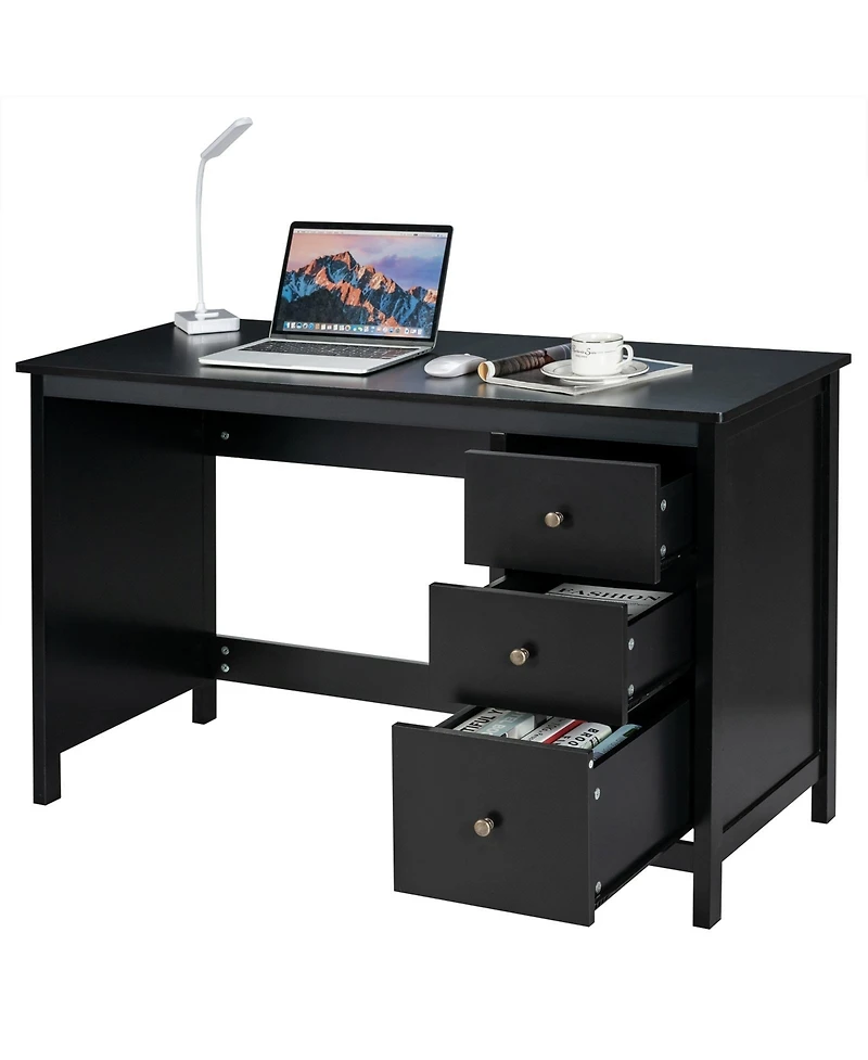 Gouun 3-Drawer Home Office Study Computer Desk with Spacious Desktop