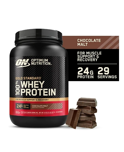 Optimum Nutrition Gold Standard 100% Whey Protein Powder, Chocolate Malt, 2 Pound (Packaging May Vary)