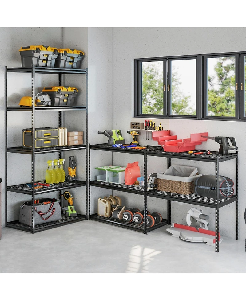 Gouun 5-Tier Heavy-Duty Metal Wire Shelving Unit, Set of 2