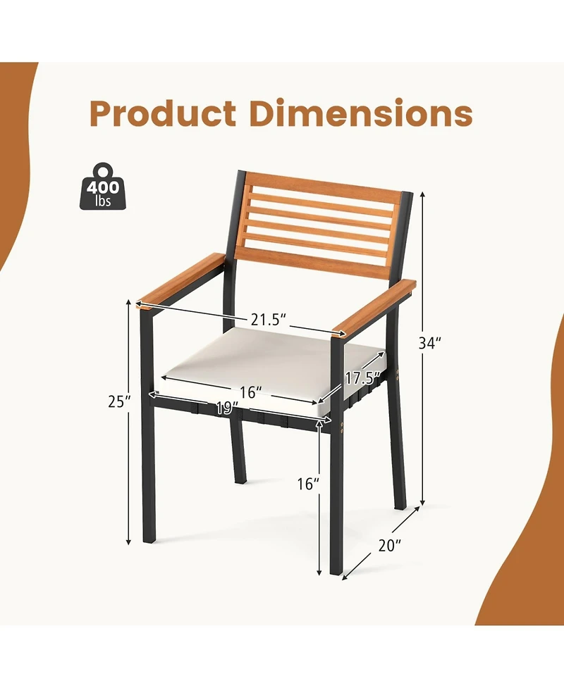 Gouun Set of 6 Stackable Patio Dining Chairs with Washable Seat Cushions